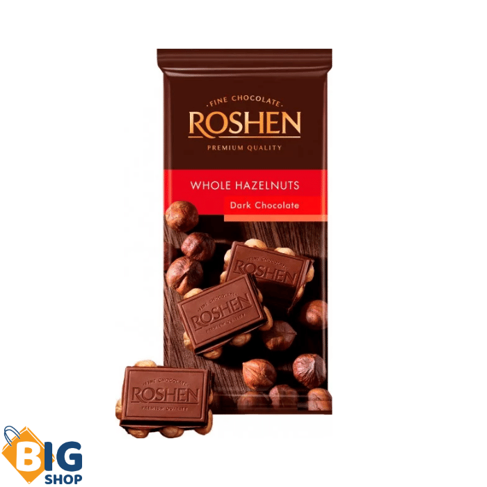 Чоколадо Roshen 90гр Dark Whole Hazelnuts